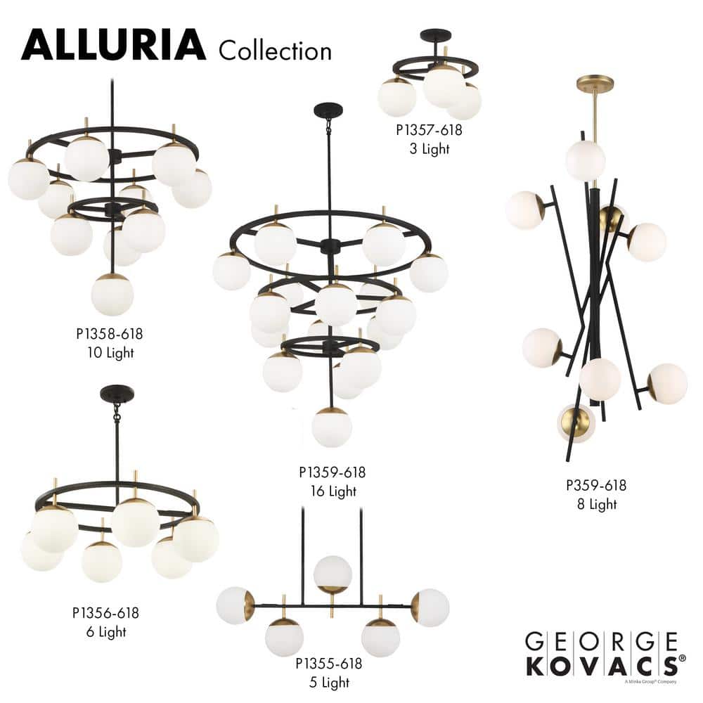 Alluria Weathered Black and Gold Glass Globe Semi Flush Mount