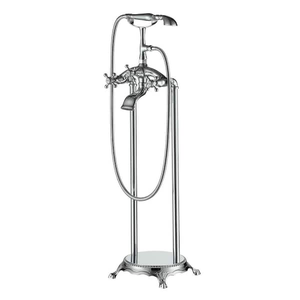 3-Handle Luxury Claw Foot Freestanding Tub Faucet in Chrome
