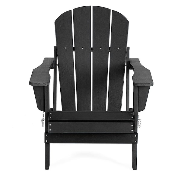 Classic Black Folding Plastic Adirondack Chair SOUT202209 The Home Depot