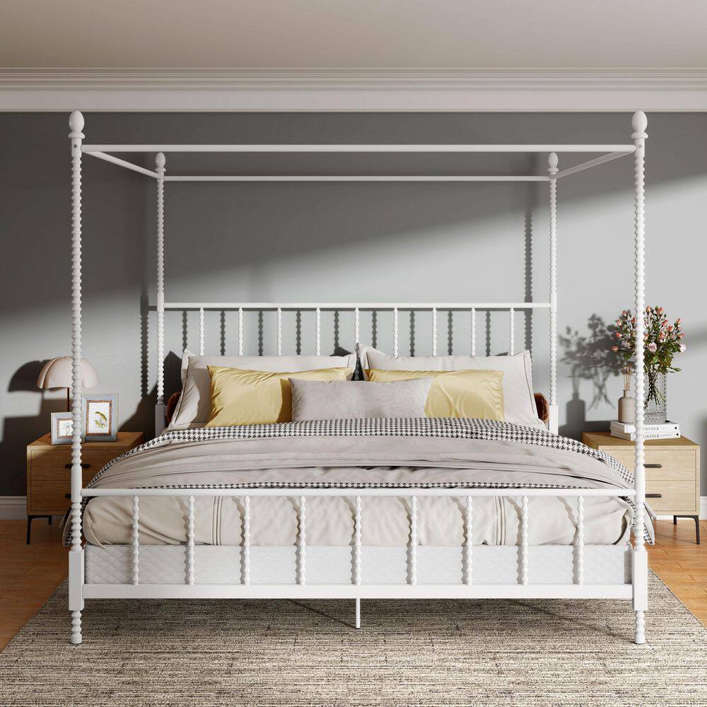 Cathy Black Metal Frame King Canopy Bed with Spindle Posts - thumbnail 3