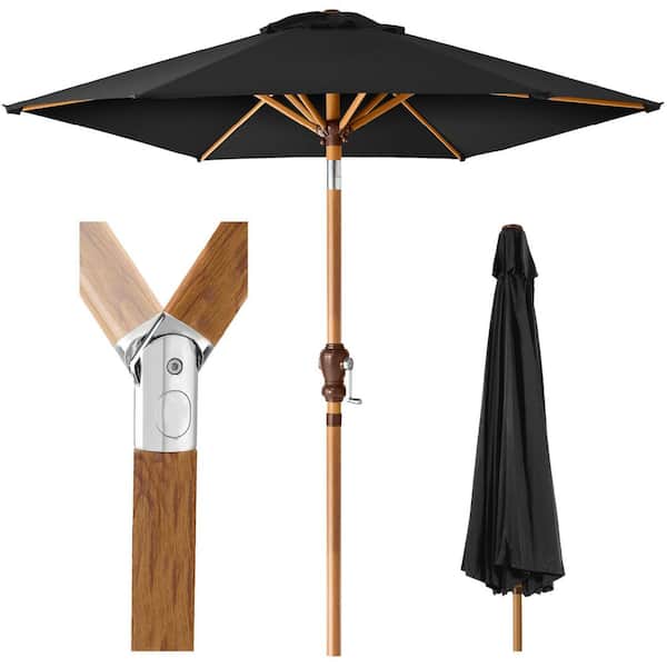 black pole patio umbrella Lyon Classic | Market for SALE or enhancing the ambiance of a commercial space ABCCANOPY Custom Outdoor Patio Umbrella