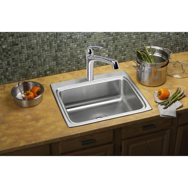 Lustertone 25 in. Drop-in Single Bowl 18 Gauge Stainless Steel Sink Only
