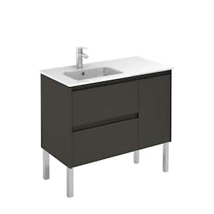 35.6 in. W x 18.1 in. D x 32.9 in. H Bathroom Vanity Unit in Anthracite with Vanity Top and Basin in White