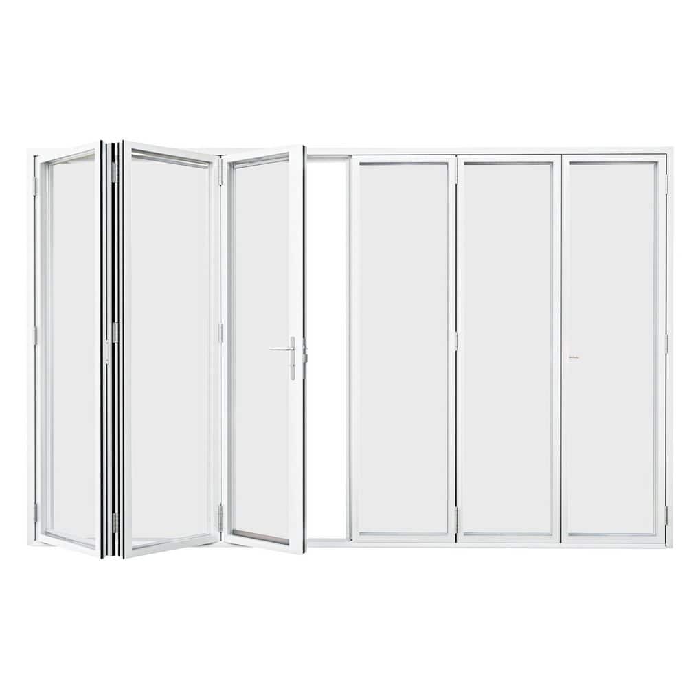 192 in. x 80 in. Left Swing Tempered Glass White Aluminum Folding Patio Door with Door Stopper (3-Folding Plus 3-Swing) price history on PriceWatchPro