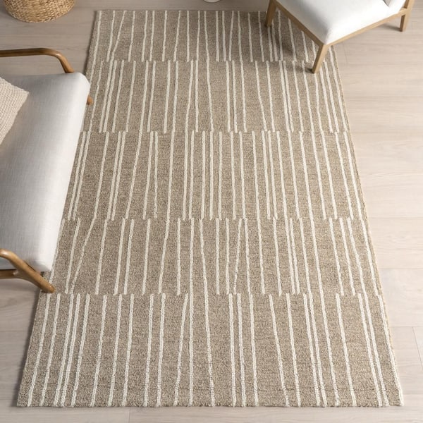 Inaya Striped Beige 8 ft. x 10 ft. Indoor Area Rug