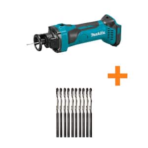 18V LXT Lithium-Ion Cordless Cut-Out Tool with 1/8 in. Spiral Cut Out Bit Drywall Guide Tips (10-Pack)