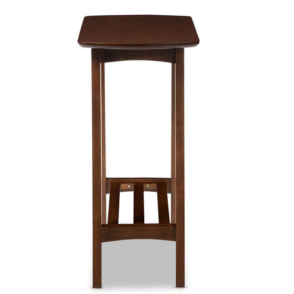 Sacramento Dark Walnut Mid-Century Console Table with Storage Shelf