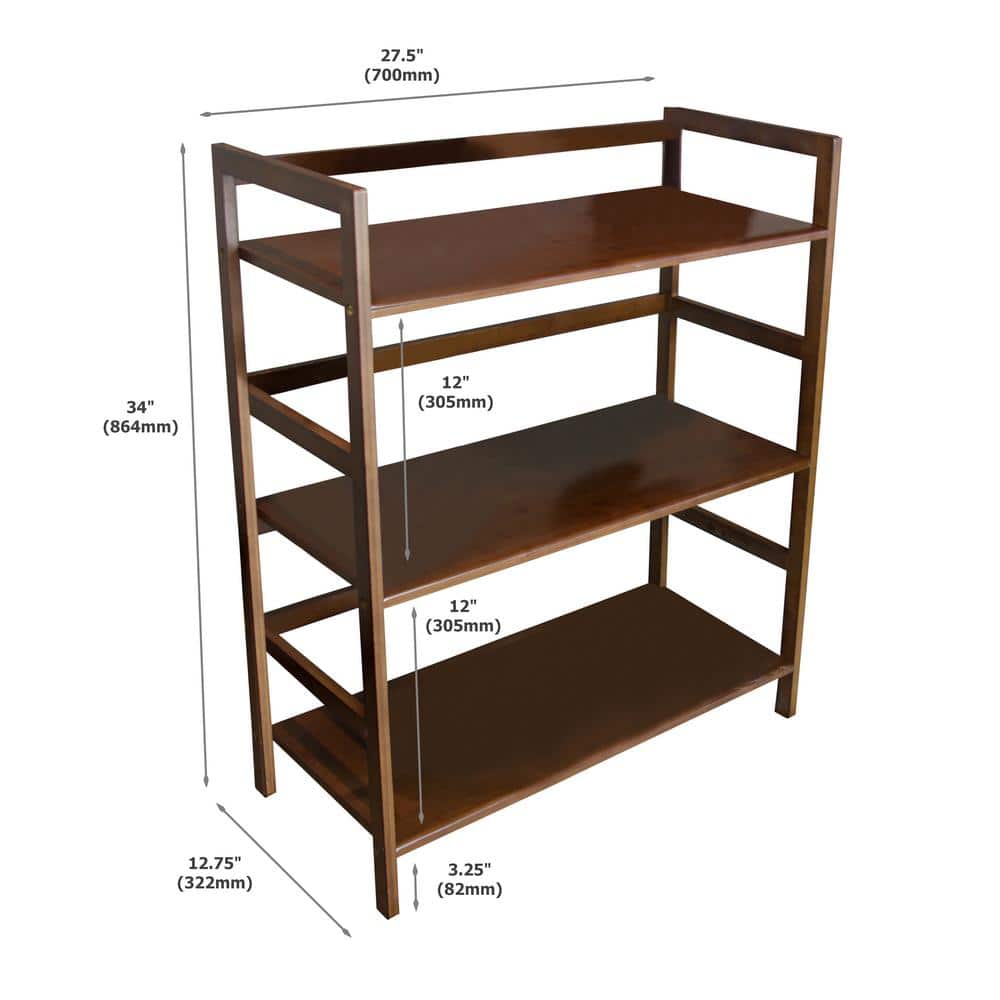Caramel Bamboo 3-Tier Stackable Bookshelf with Rounded Edges