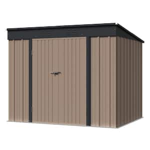 8 ft. W x 6 ft. D Brown Slanted-Roof Shed Galvanized Metal Shed for Outdoor Storage 48 sq. ft.