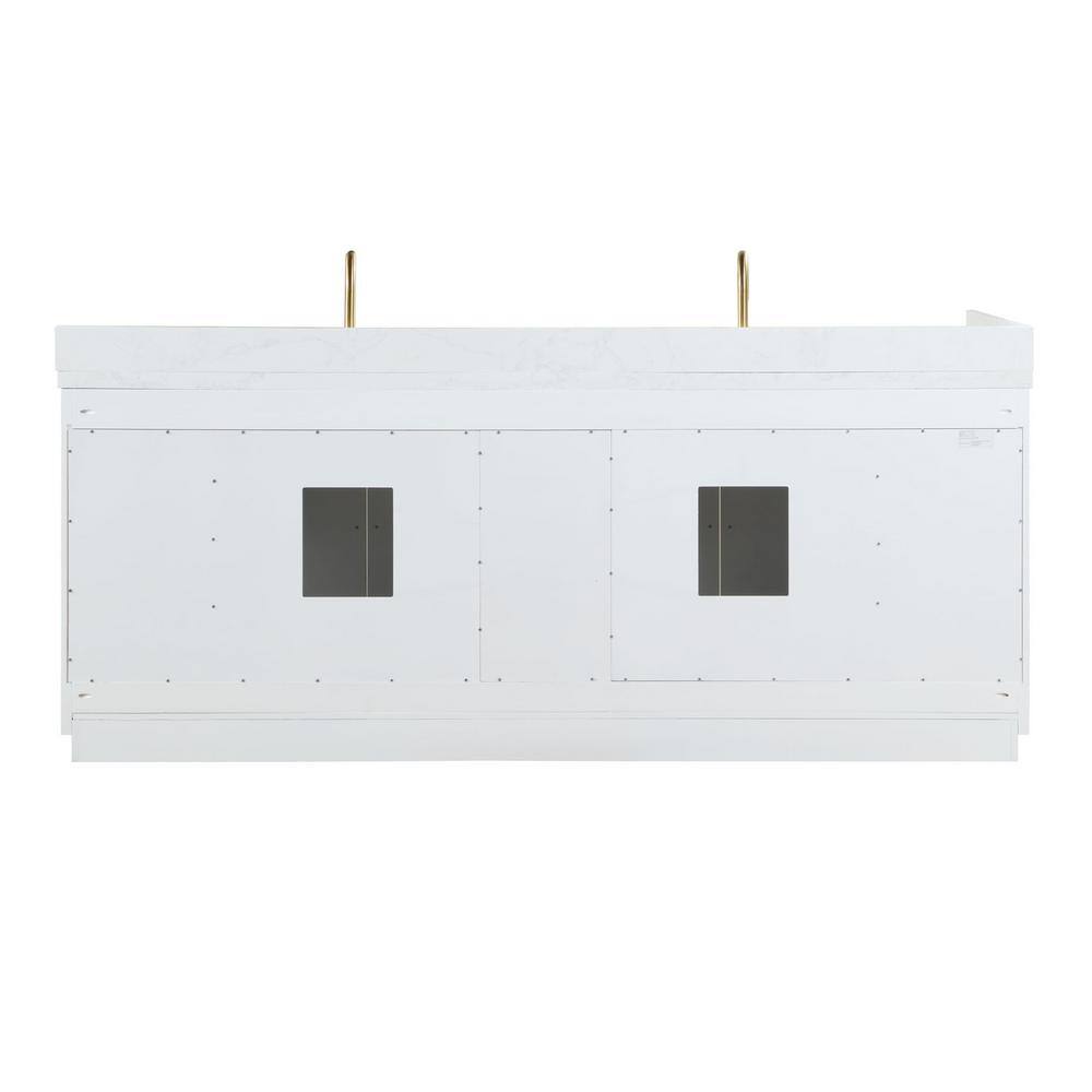 Gavino 84" White Wood Vanity with Composite Stone Top and Mirror