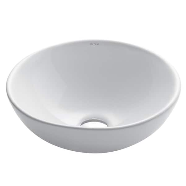 Elavo 16 in. Soft Round Vessel Bathroom Sink in White Vitreous China