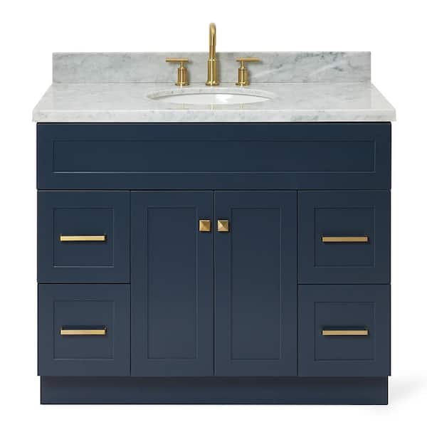 Hamlet 42 in. W x 22 in. D x 36 in . H Bath Vanity in Blue with Carrara Marble Vanity Top