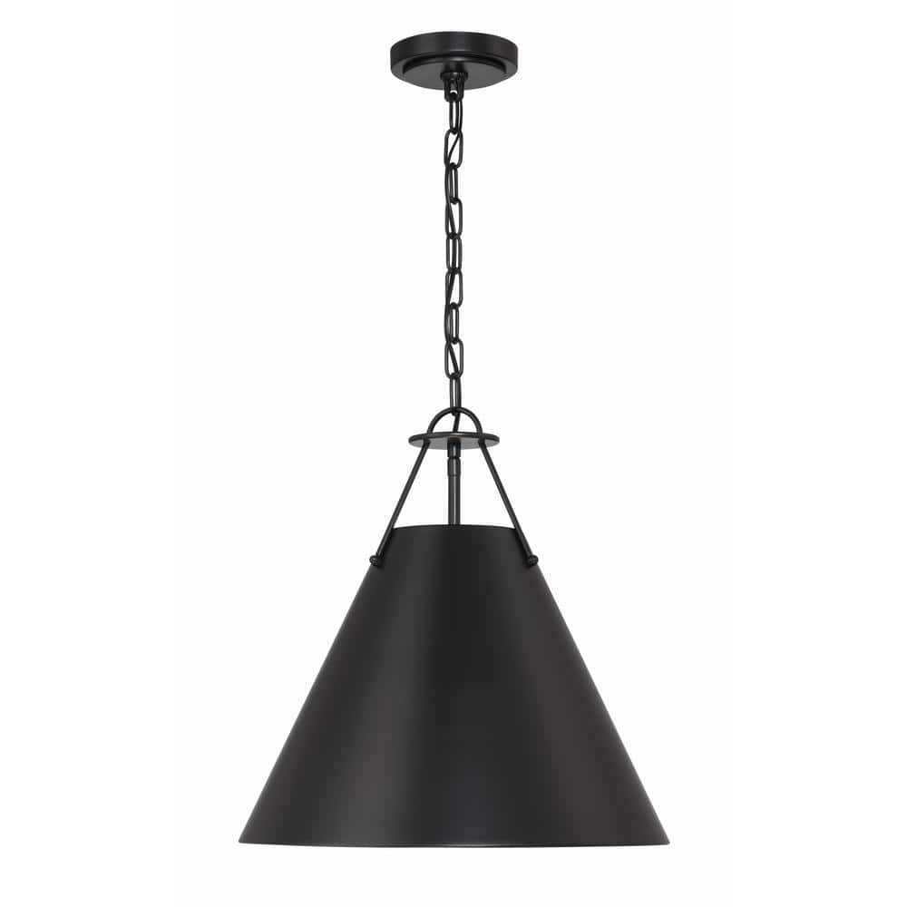 Xavier Matte Black Steel 3-Light Pendant with Conical Shade
