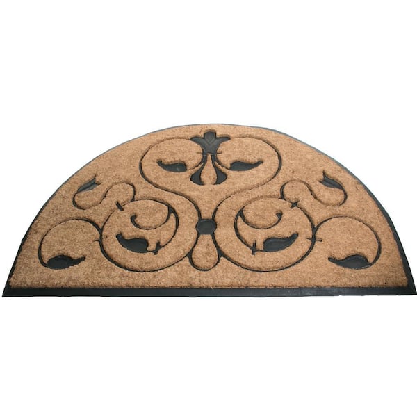 Brigoder 30 in. x 18 in. Natural Brushed Rubber Backed Coir Door Mat