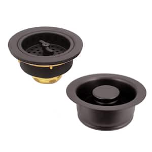Wing Nut Style Kitchen Basket Strainer with Waste Disposal Flange and Stopper, Oil Rubbed Bronze