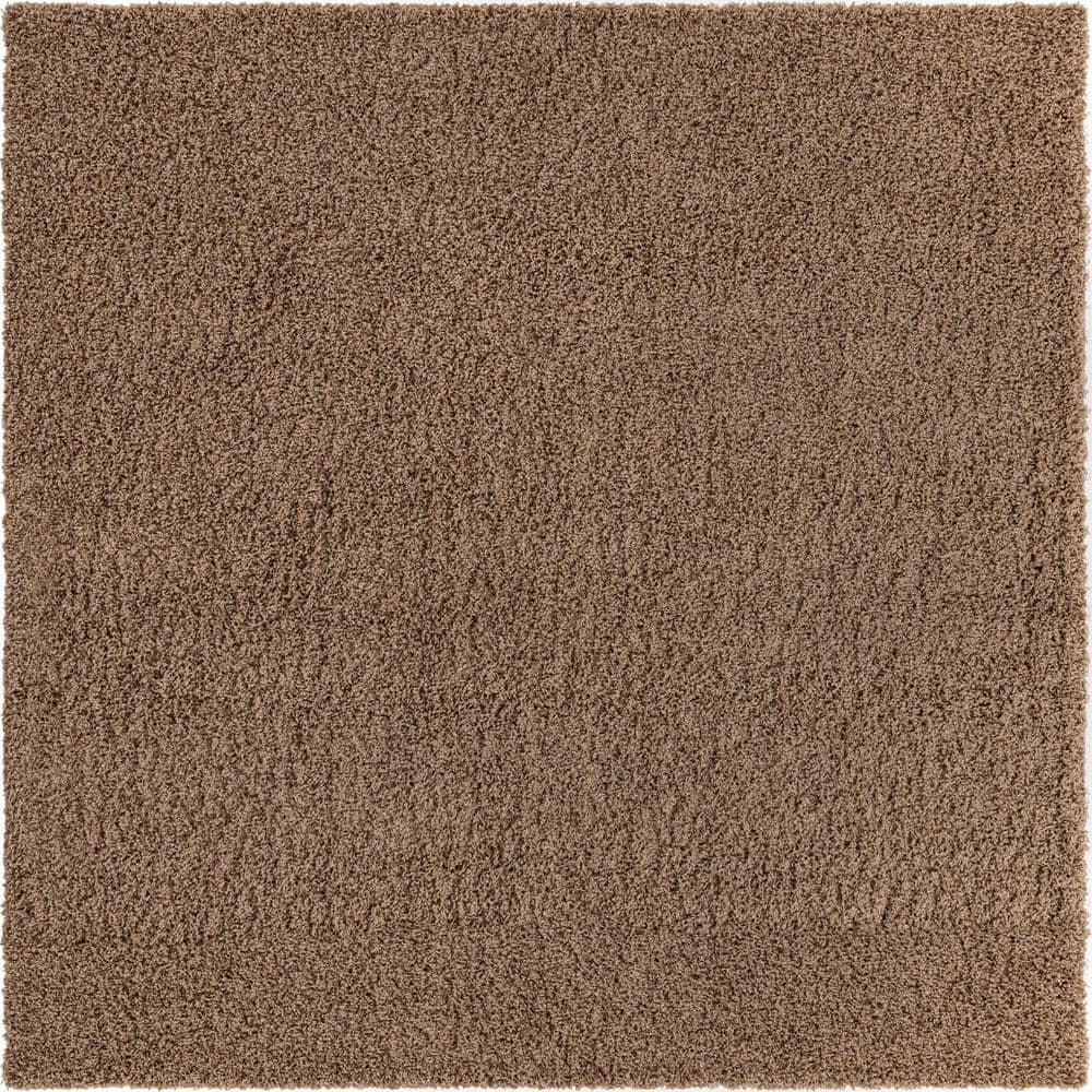 Sandy Brown Square Shag Rug with Easy Care