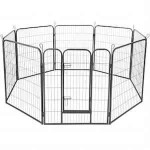 40 in. H Foldable Heavy-Duty Metal Exercise Pens Indoor Outdoor Pet Fence Playpen Kit with Stakes and 1-Gate (8-Pieces)