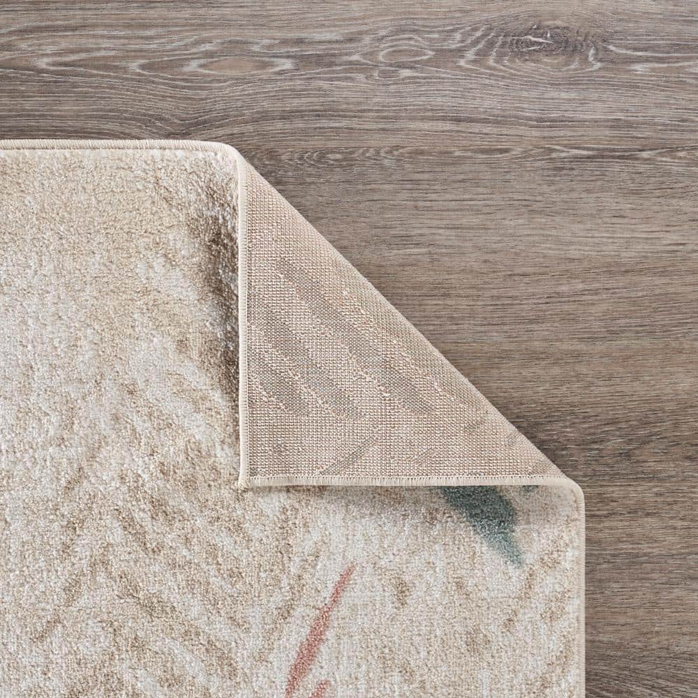 Ivory Multicolored Abstract Arrows Synthetic Area Rug