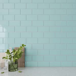 Baby Blue 3 in. x 6 in. x 8 mm Glass Subway Wall Tile (5 sq. ft./case)