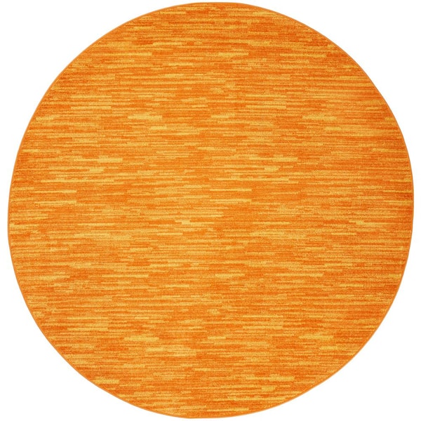 Nourison Essentials 8 ft. x 8 ft. Sunburst Round Solid Contemporary Indoor/Outdoor Patio Area Rug