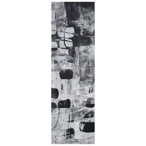 Empire Art Direct Monochrome Abstract Panel I Artwork on Silver Shagreen Wrapped canvas Unframed Wall Art, Sized 72 in. x 22 in.