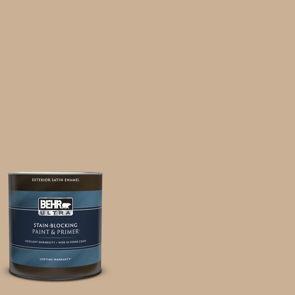 BEHR ULTRA 1 qt. #N260-3 Polo Tan Satin Enamel Exterior Paint & Primer ...