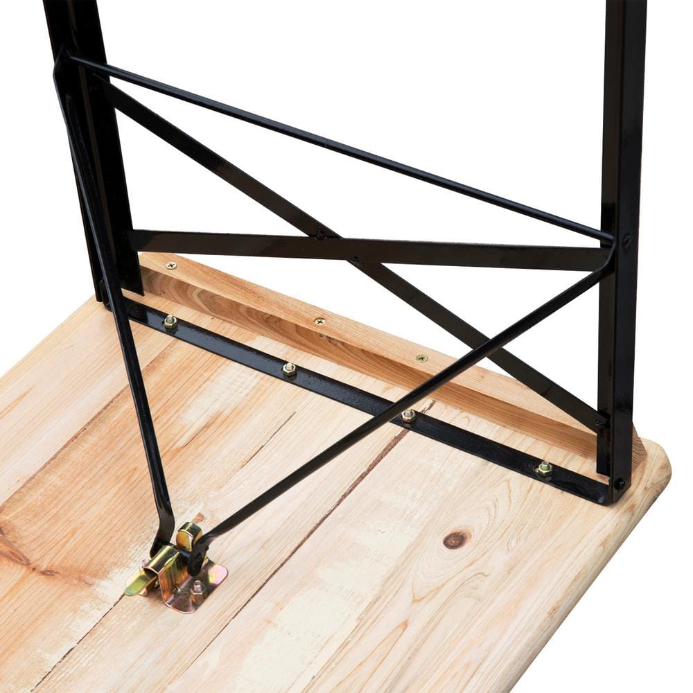 Natural Fir and Black Steel 6' Folding Picnic Table Set