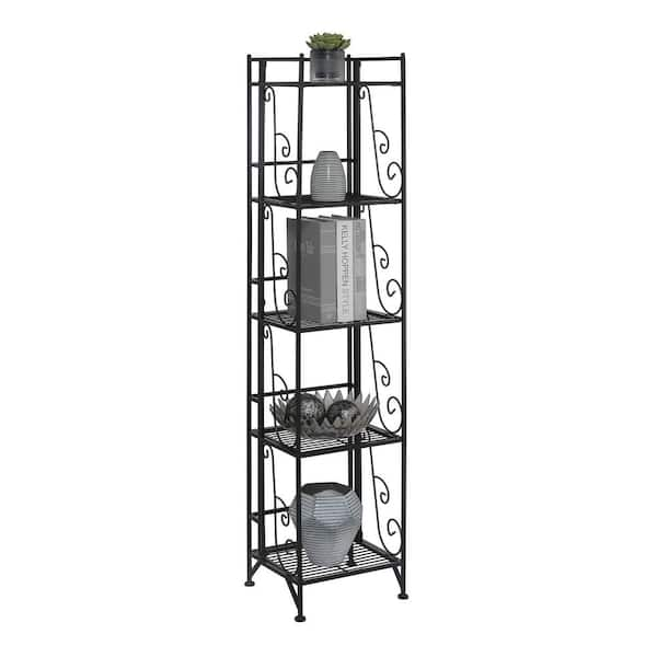 Cesicia Open Design 47 in. W x 24 in. D x 72 in. H 5-Shelf Black Metal Pantry Organizer, Gray