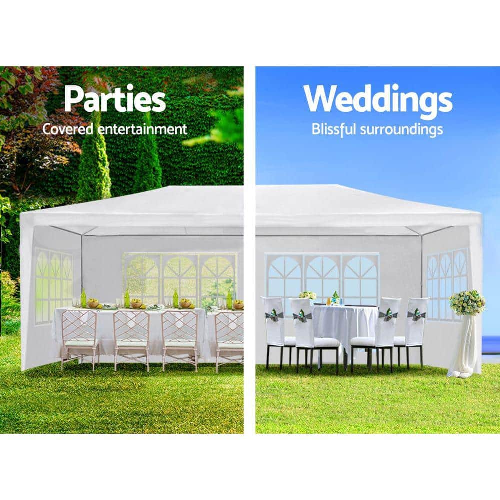 White 10x20 Portable Metal Frame Gazebo with Removable Sidewalls