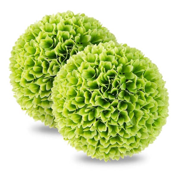 Costway 11 in. Green Faux Boxwood Balls with Reliable Sun-Protective PE Material Mimic Leaves