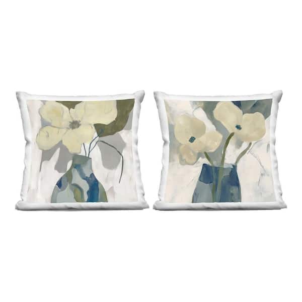 Simple Petals Boho Yellow Abstract Zipper Polyester 18 in. X 18 in. Throw Pillow Set of 2