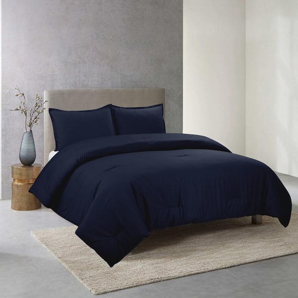 Cotton 3 Piece Navy Solid, Navy Blue Duvet Cover Full