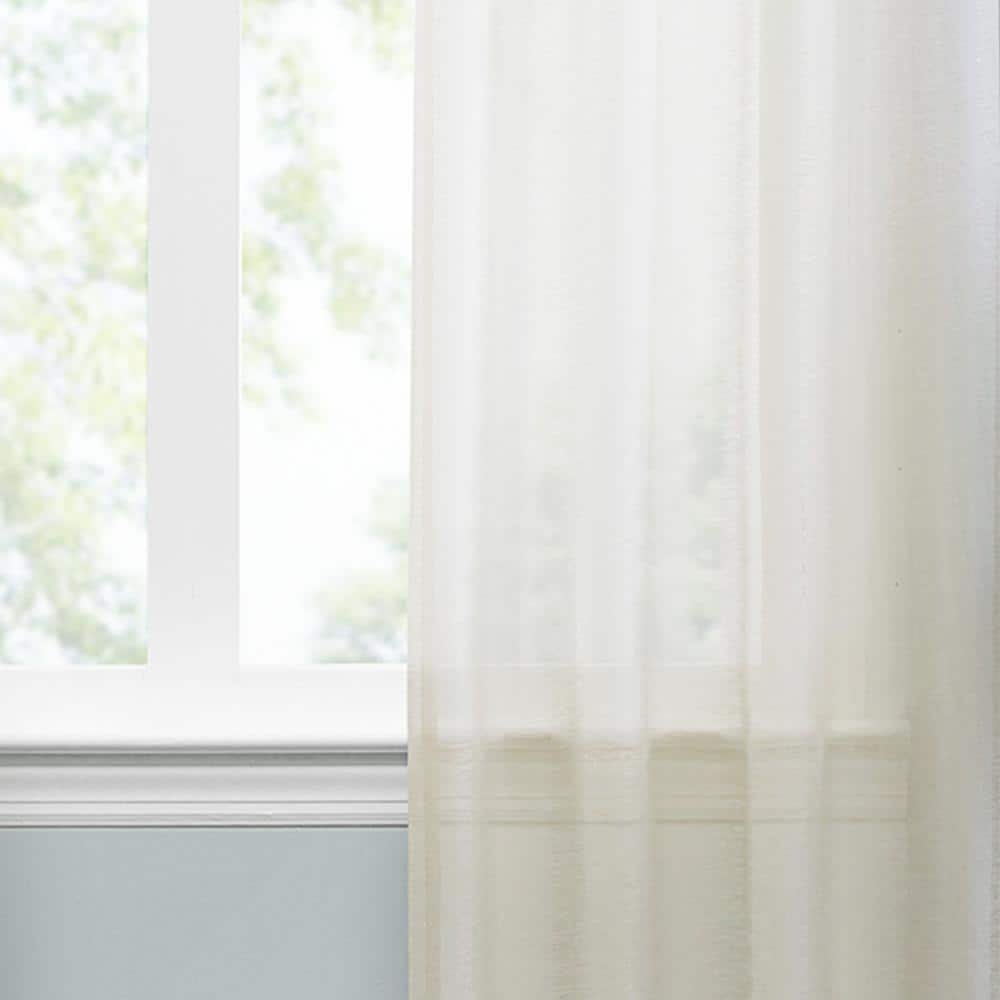 Linen Sheer Puddle Length Rod Pocket Curtain Panels