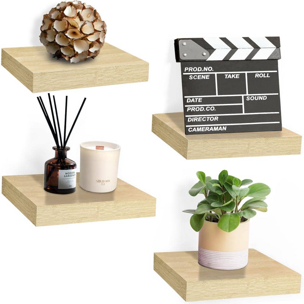 Floating Shelves, 9.25 in. x 9.25 in. Maple Decorative Wall Shelves