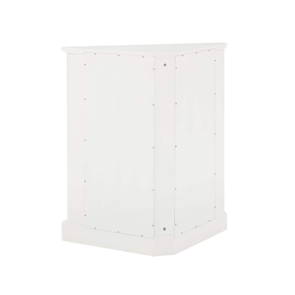 White Pinewood Corner Kitchen Pantry with Adjustable Shelving