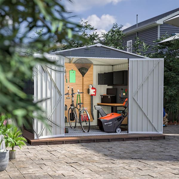 Blisstyle 8 ft. W x 6 ft. D Metal Shed with Double Door (48 sq. ft