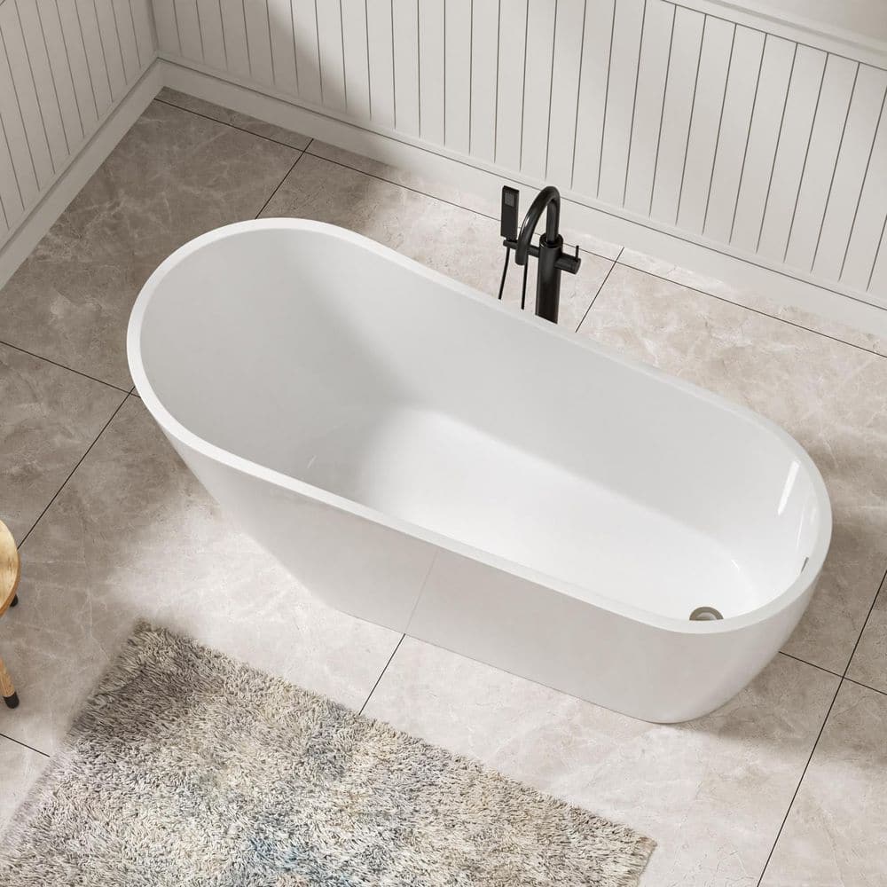 67 in. x 29.5 in. Freestanding Bathtub Acrylic Soaking Bathtub with Center Drain in White price history on PriceWatchPro