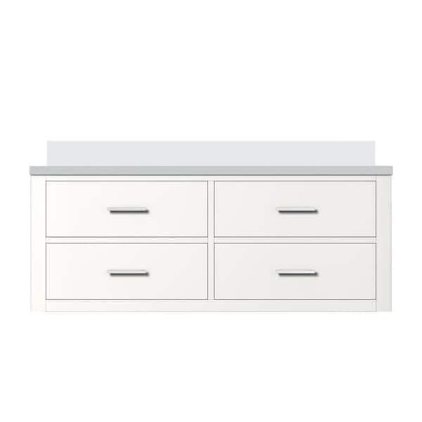 Sherman 48 in W x 22 in D White Double Bath Vanity with Cultured Marble Top