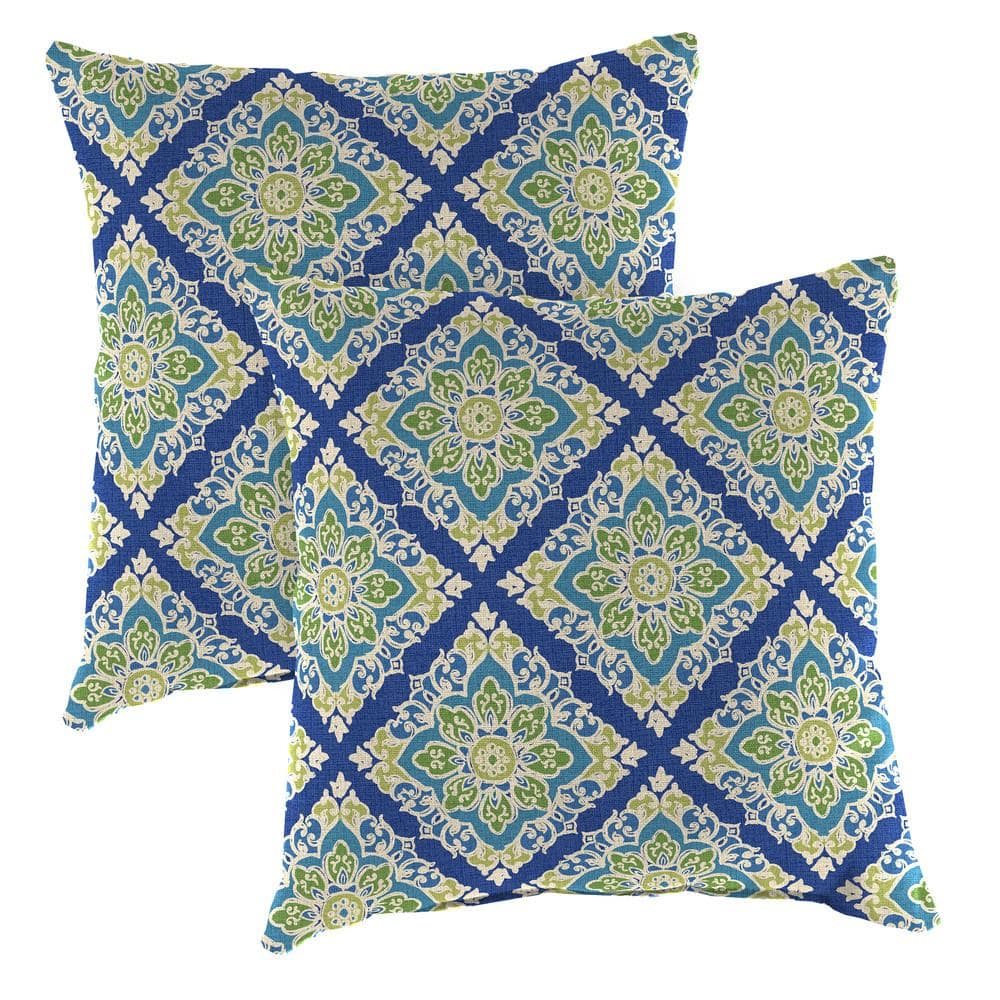 20 in. L x 20 in. W x 6 in. T Square Outdoor Throw Pillow in Soprano Lagoon (2-Pack) price history on PriceWatchPro