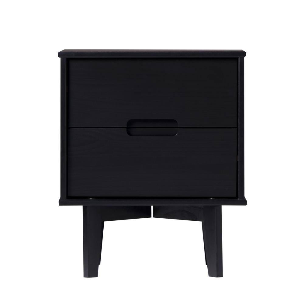 Walker Edison Furniture Company 2 Drawer Black Solid Wood Mid Century   Black Nightstands Hd9526 64 1000 