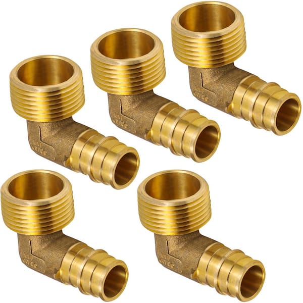 PLUMBFLEX 1/2 in. x 3/4 in. PEX A x MIP Expansion Pex Elbow, Lead Free Brass 90-Degree for Use in Pex A-Tubing (Pack of 5)