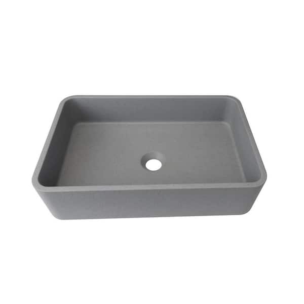 Unbranded Gothic Gray Concreto Stone 20 in. L x 13 in. W x 5 in. H Rectangle Vessel Bathroom Sink