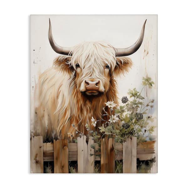Stupell Industries Cattle and Garden Fence by Arlington Prints Unframed Animal Graphic Art Print 30 in. x 24 in.