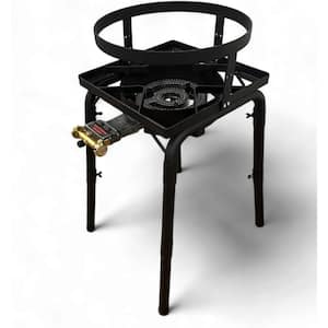 High Pressure Portable Propane Burner Grill in Black with Wok Ring