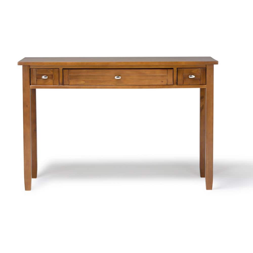 Light Golden Brown Wood Writing Desk with Drawer and Keyboard Tray