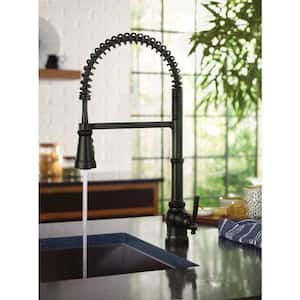 Paterson Single-Handle Pre-Rinse Spring Pulldown Sprayer Kitchen Faucet with Power Clean in Matte Black