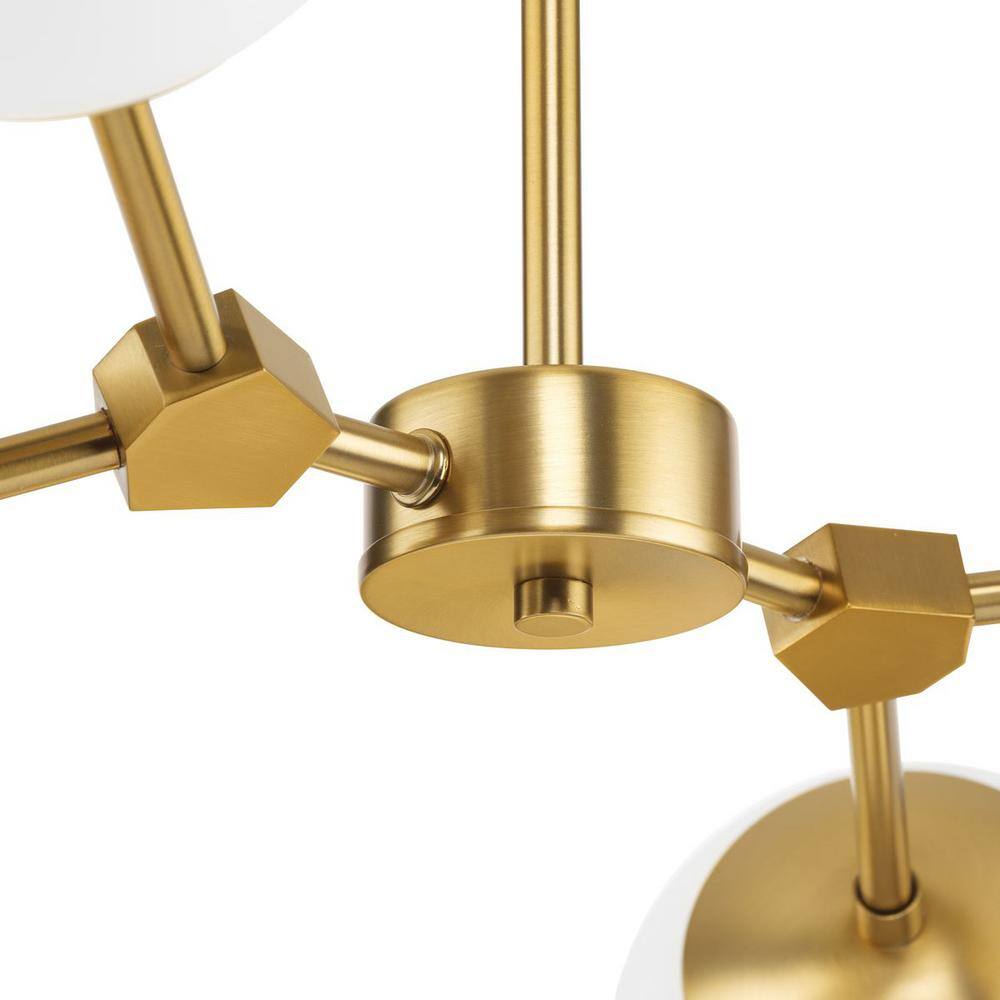 Haas Brushed Bronze 4-Light Chandelier with Opal Glass Shades