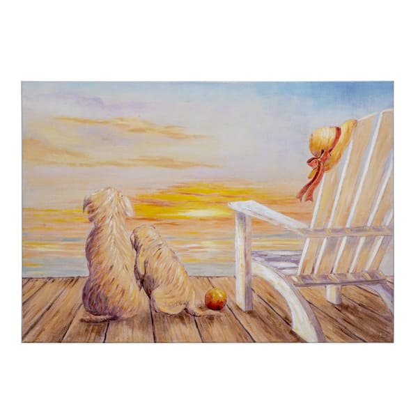 Yosemite Home Decor "Beach Buddies" Unframed Handpainted Animals Wall Art 28 in. x 40 in.