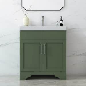 Agnea 30 in. W x 21 in. D x 35 in. H Single Sink Freestanding Bath Vanity in Forest Green with White Quartz Top