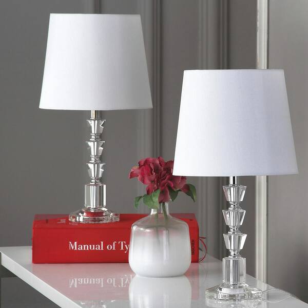 Safavieh Harlow 16 In Clear Tiered Crystal Orb Table Lamp With White Shade Set Of 2 Lit4125c Set2 Clear Tiered Crystal Orb Table Lamp, Thro Home Lamp Shades